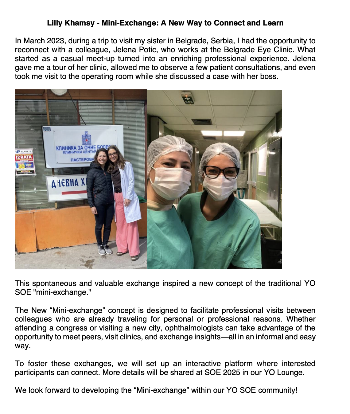 Article about mini-exchange Lilly Khamsy visits Jelena Potic